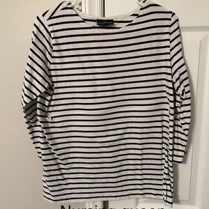 Nursing Queen Black and White Striped Long Sleeve Top